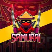 samurai esport mascotte logo ontwerp vector