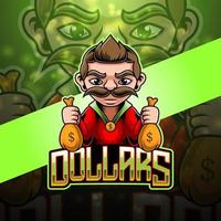 dollar esport mascotte logo ontwerp vector