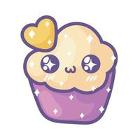 cupcake kawaii cartoon vector