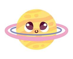 Saturnus kawaii planeet vector