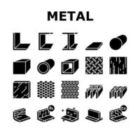 metalen materiaal constructie balk pictogrammen instellen vector