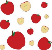 appelpatroonconcept met vergrote appels en helften. abstracte illustratie geïsoleerd op een witte achtergrond. ontwerpelement voor print en decoratie vector
