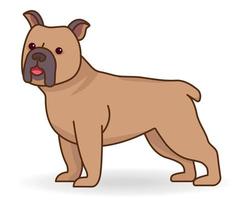 franse bulldog of frenchie staande in profiel. grappige hondenras geïsoleerd op een witte achtergrond. kleurrijke vectorillustratie in platte cartoonstijl vector