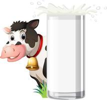 cartoon koe met een glas melk vector
