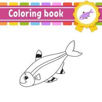 kleurboek voor kinderen. vrolijk karakter. vectorillustratie. leuke cartoonstijl. zwarte contour silhouet. geïsoleerd op een witte achtergrond. vector