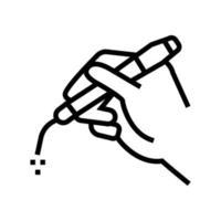 hand met laser medische apparatuur lijn pictogram vectorillustratie vector