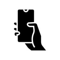 vinger vegen op telefoon scherm glyph pictogram vectorillustratie vector