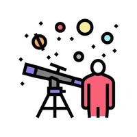 astronoom kijken in telescoop op sterren kleur pictogram vectorillustratie vector