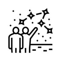 mensen praten over sterrenbeeld planetarium lijn pictogram vectorillustratie vector