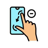 uitzoomen gebaar telefoon scherm kleur pictogram vectorillustratie vector