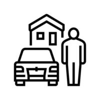 rusthuis op motel grondgebied lijn pictogram vectorillustratie vector