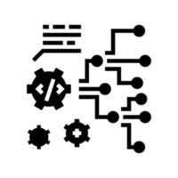 code en instellingen werkproces glyph pictogram vectorillustratie vector