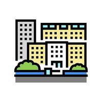 wooncomplex flatgebouw kleur pictogram vectorillustratie vector