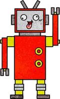 retro grunge textuur cartoon gekke robot vector