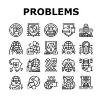sociale openbare problemen wereldwijd pictogrammen instellen vector