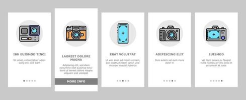 fotografie apparaat onboarding pictogrammen instellen vector