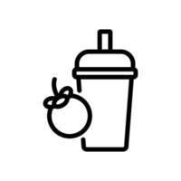 mangosteen koud drankje beker met pijp pictogram vector overzicht illustratie