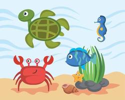 krab met zeeschildpadden vector