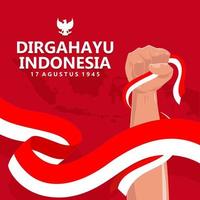 gelukkige dag van de onafhankelijkheid van Indonesië vectorillustratie. rood en wit themasymbool van de vlag van het land. geschikt voor sjabloon spandoek, poster, achtergrond, achtergrond. vectoreps 10. vector