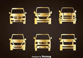 Auto Gouden Pictogrammen vector