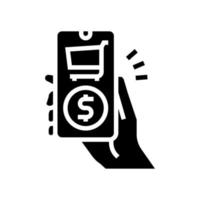 online kopen telefoon app glyph pictogram vectorillustratie vector
