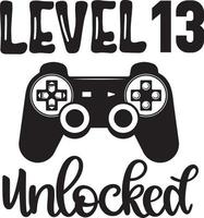 level 13 ontgrendeld vector, geboortedag vector, game vector