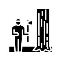 houthakker hakken hout glyph pictogram vectorillustratie vector