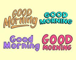 goedemorgen typografie kleurrijke illustratie set gratis vector