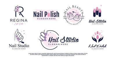 nagel salon pictogram logo ontwerp vector met creatieve unieke stijl premium vector