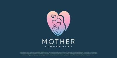 moeder en baby logo ontwerp vector met creatief uniek concept