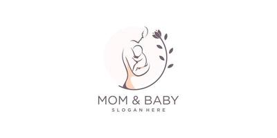 moeder en baby logo ontwerp pictogram vector met uniek element concept premium vector