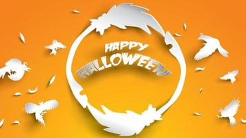 Halloween-achtergrond met heks en bezemsteel in papiersnijstijl. spandoek, poster, flyer of uitnodigingssjabloonfeest. vectorillustratie. vector