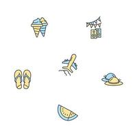 zomervakantie pictogrammen instellen. zomervakantie pack symbool vector-elementen voor infographic web vector