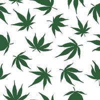 naadloos patroon van groene cannabisbladeren op een witte background.green hennep vector