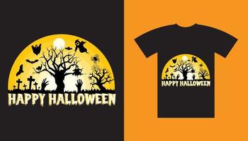 gelukkig halloween zwart t-shirtontwerp. vector