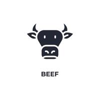 vector teken van rundvlees symbool is geïsoleerd op een witte achtergrond. pictogram kleur bewerkbaar.