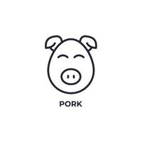 vector teken van varkensvlees symbool is geïsoleerd op een witte achtergrond. pictogram kleur bewerkbaar.
