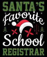 santa's favoriete schoolregistrar typografie t-shirtontwerp vector