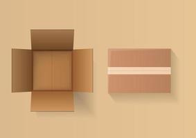 realistische gedetailleerde open kartonnen doos vector