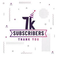 bedankt 7k abonnees, 7000 abonnees vieren modern kleurrijk ontwerp. vector