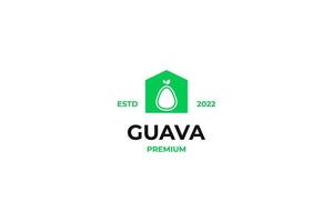 platte guave fruit met huis logo ontwerp vector illustratie idee