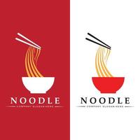 een verzameling noedellogo-inspiratie. Chinees eten en kom ontwerpsjabloon. retro concept illustratie vector