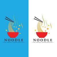 een verzameling noedellogo-inspiratie. Chinees eten en kom ontwerpsjabloon. retro concept illustratie vector