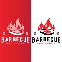 vintage retro rustiek barbecue-logo. voedsel of grill ontwerp, pictogram vectorillustratie vector