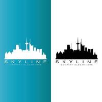 skyline van de stad, wolkenkrabber voor stedelijk onroerend goed gebouw logo ontwerp vector