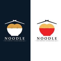 een verzameling noedellogo-inspiratie. Chinees eten en kom ontwerpsjabloon. retro concept illustratie vector