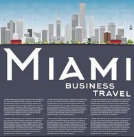 Miami skyline met grijze gebouwen, blauwe lucht en kopieer ruimte. vector