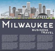 milwaukee skyline met grijze gebouwen, blauwe lucht en kopieerruimte. vector