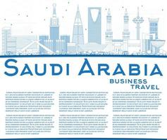 schets de skyline van saoedi-arabië met blauwe oriëntatiepunten en kopieer ruimte. vector