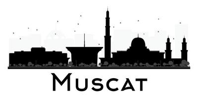 muscat stad skyline zwart-wit silhouet. vector